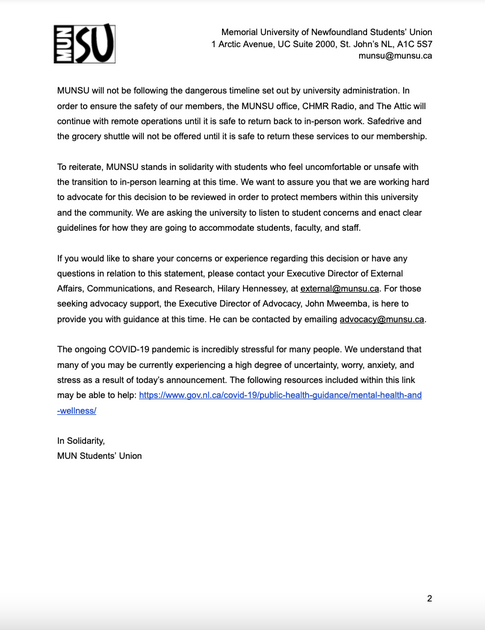 MUNSU Statement Page 2