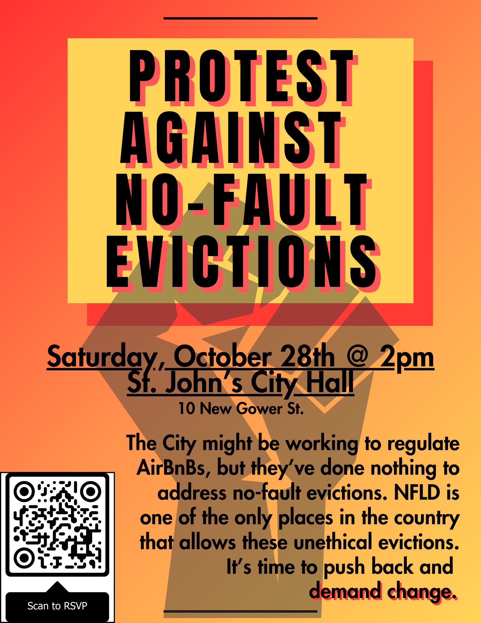 Protest Poster Protest against no-fault evictions poster