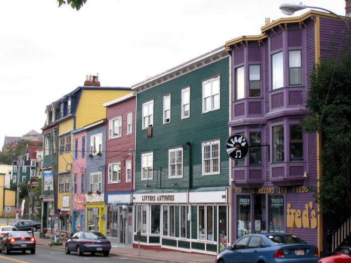 St Johns Newfoundland Row of Houses and Shops in Downtown St. John's