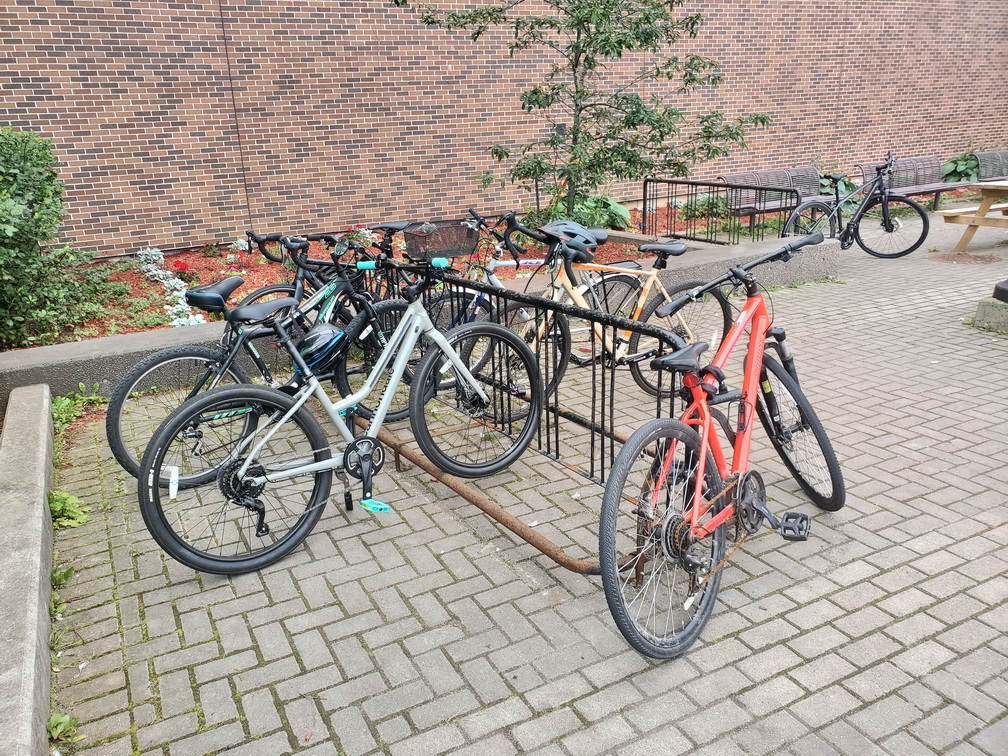 Awkward bike racks at the Health Sciences building.