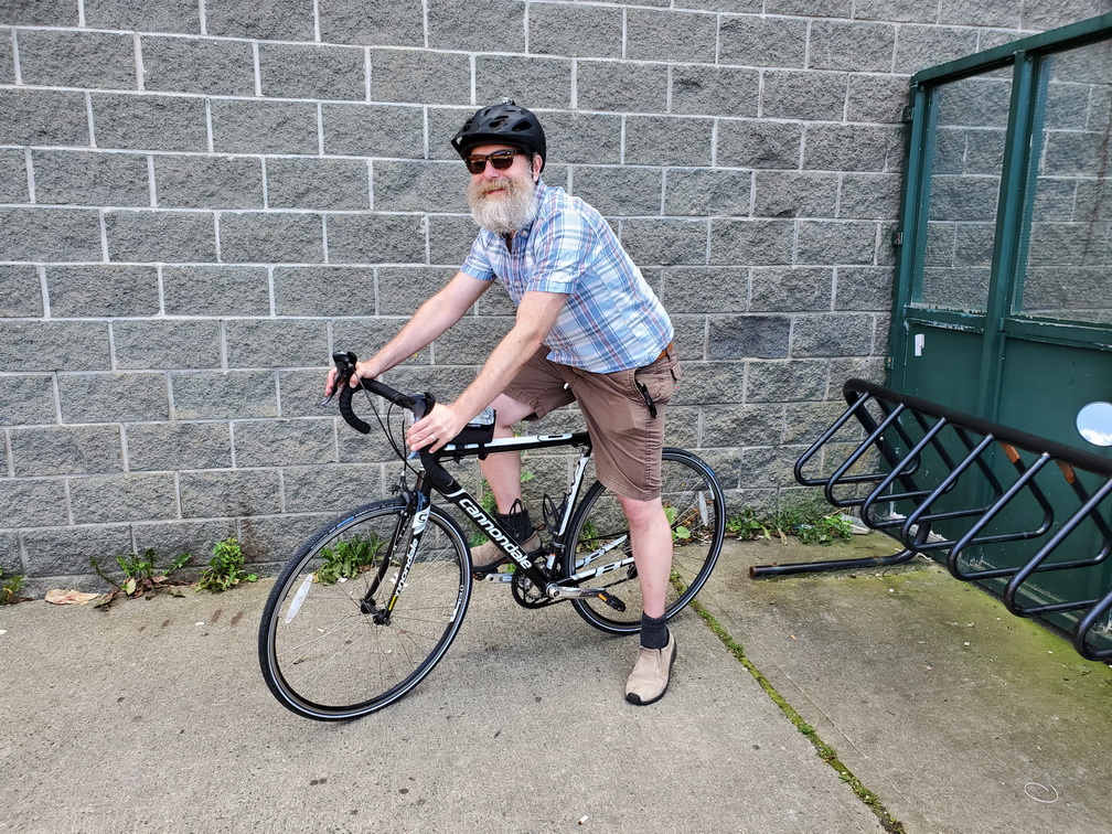 Cyclist at the University Centre, MUN. (Photo by Otis Crandell)